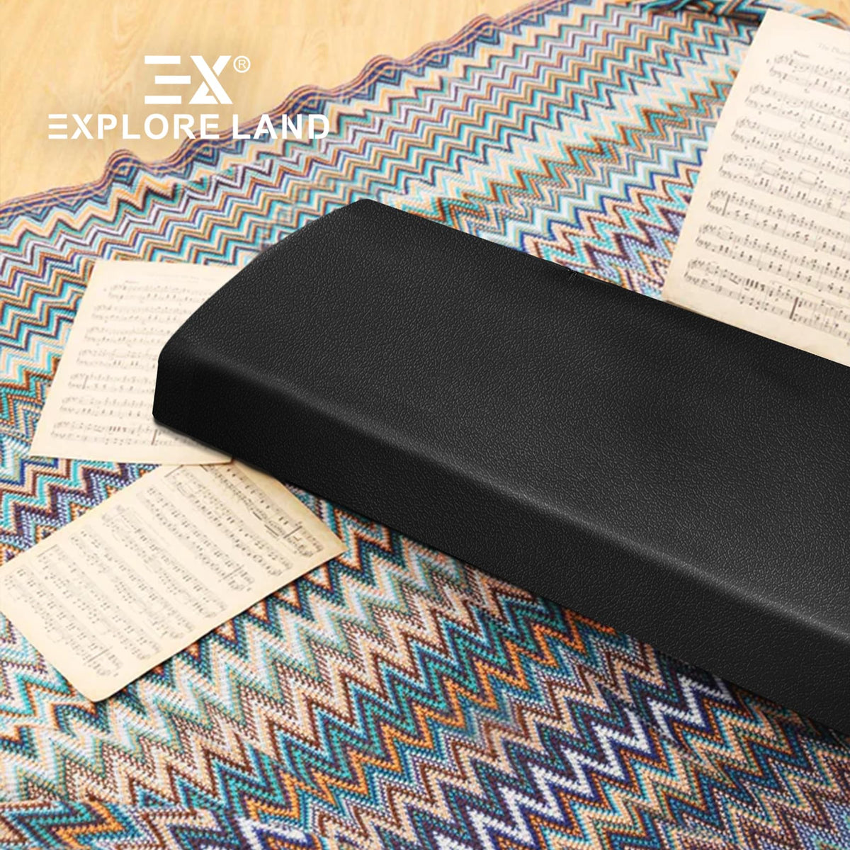 Explore Land Stretchy Leather Piano Keyboard Dust Cover (Black, 88 Keys)