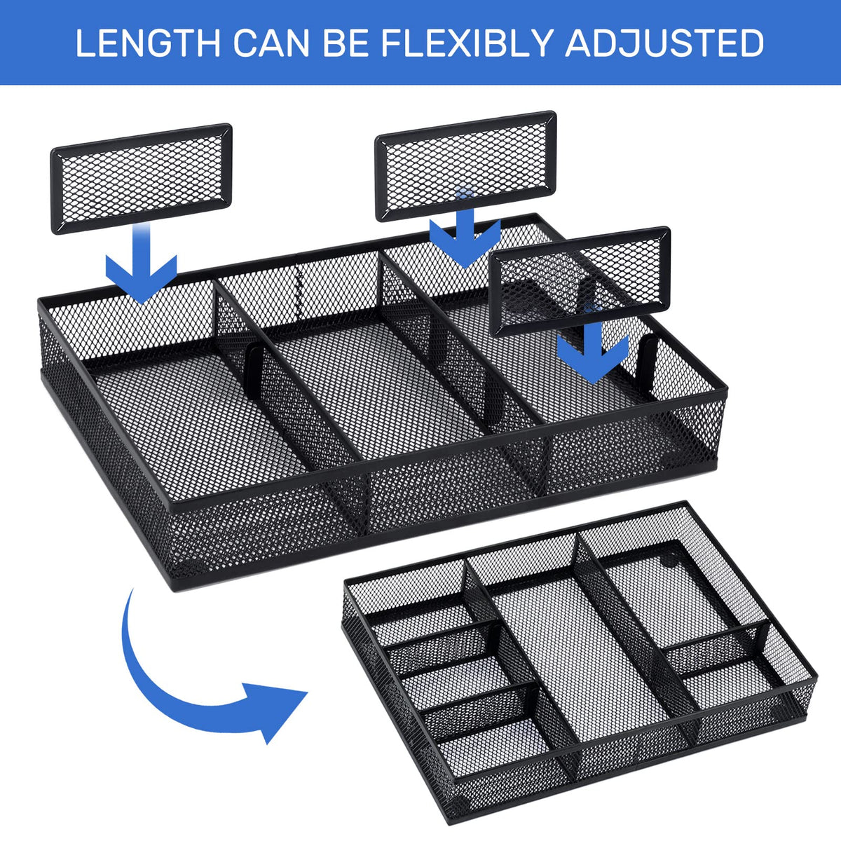 Neudeco Desk Drawer Organizer, 4 Pack Metal Mesh, Black