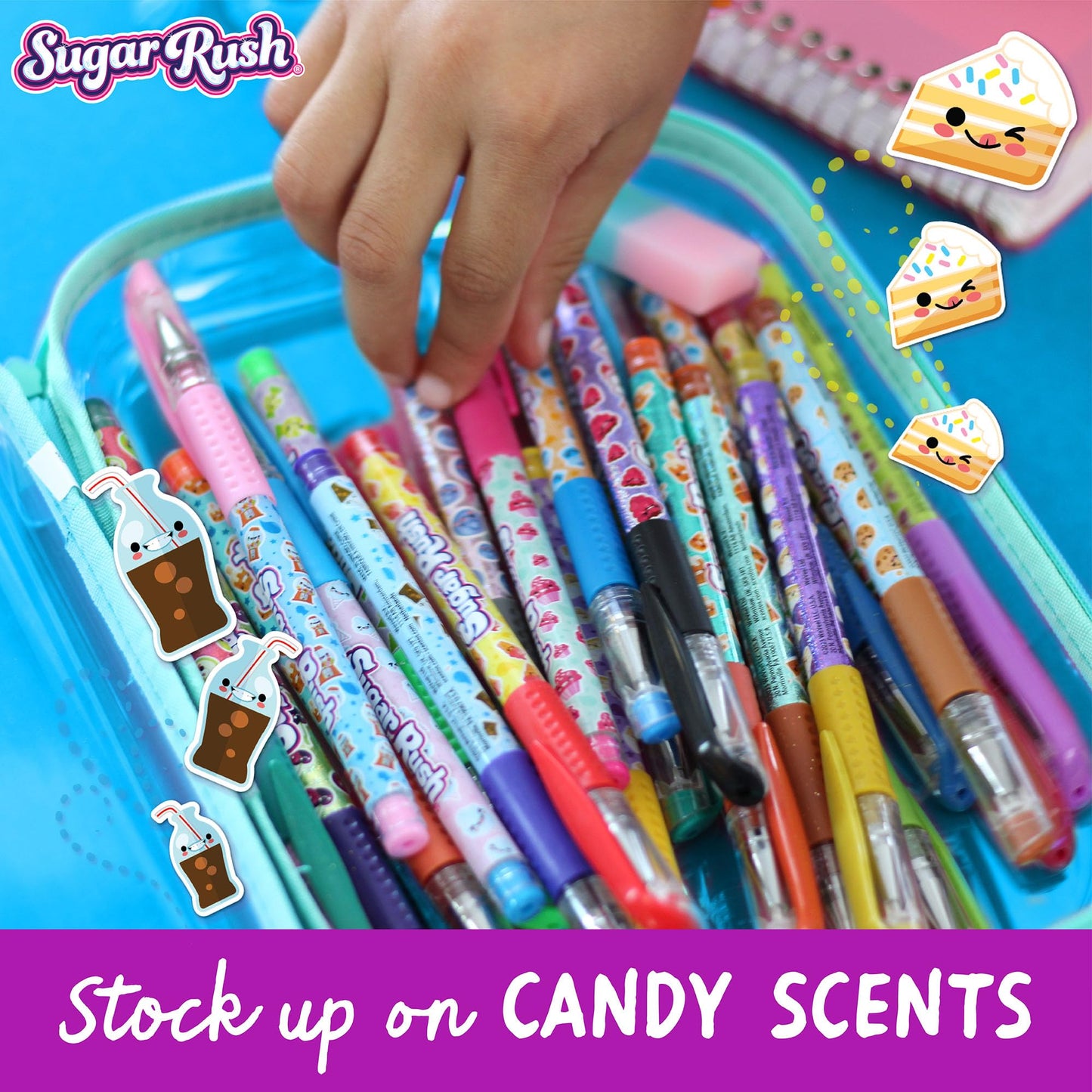 Scentos Glitter Gel Pens for Kids - Candy Scented Pens 24 Count, Sparkle Metallic Gel Pens for