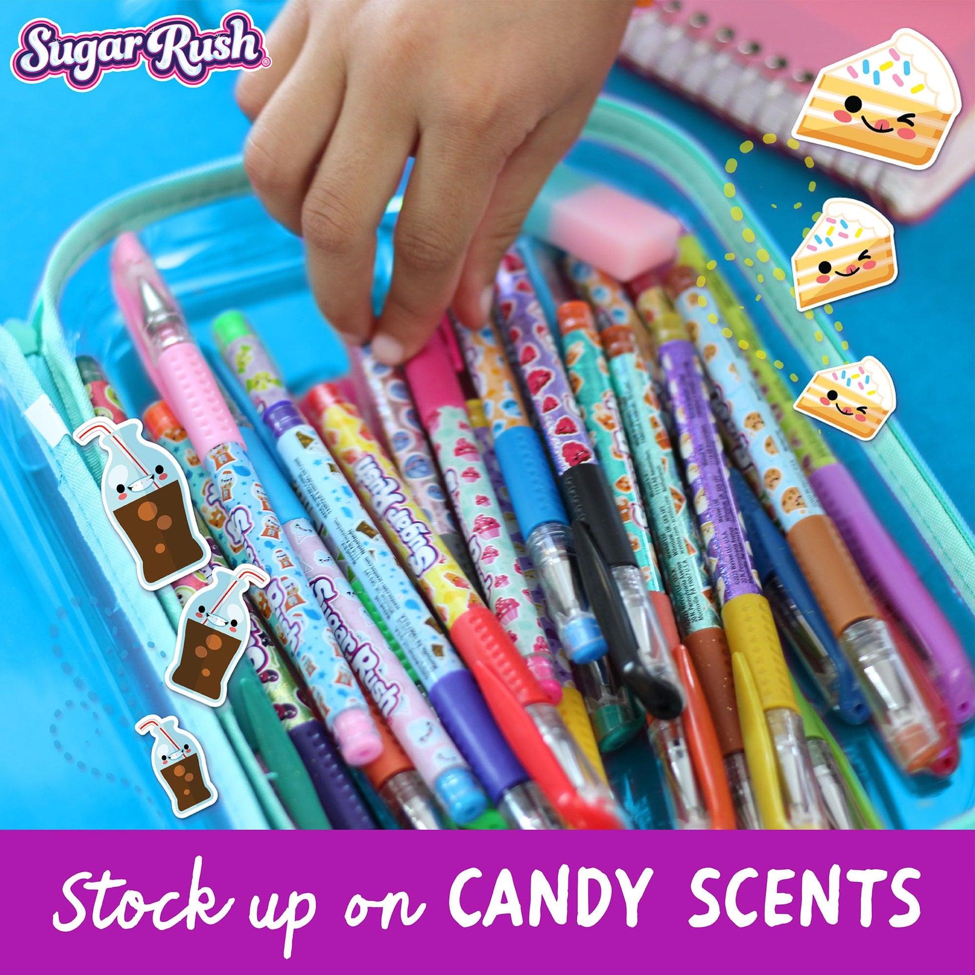 Scentos Glitter Gel Pens for Kids - Candy Scented Pens 24 Count, Sparkle Metallic Gel Pens for