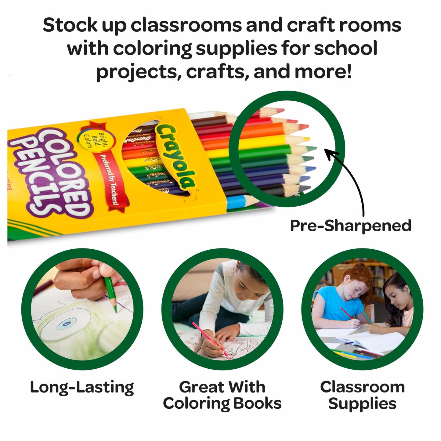 Crayola Bulk Colored Pencils for Kids (24pk), Teacher Classroom Must Haves, School Supplies for