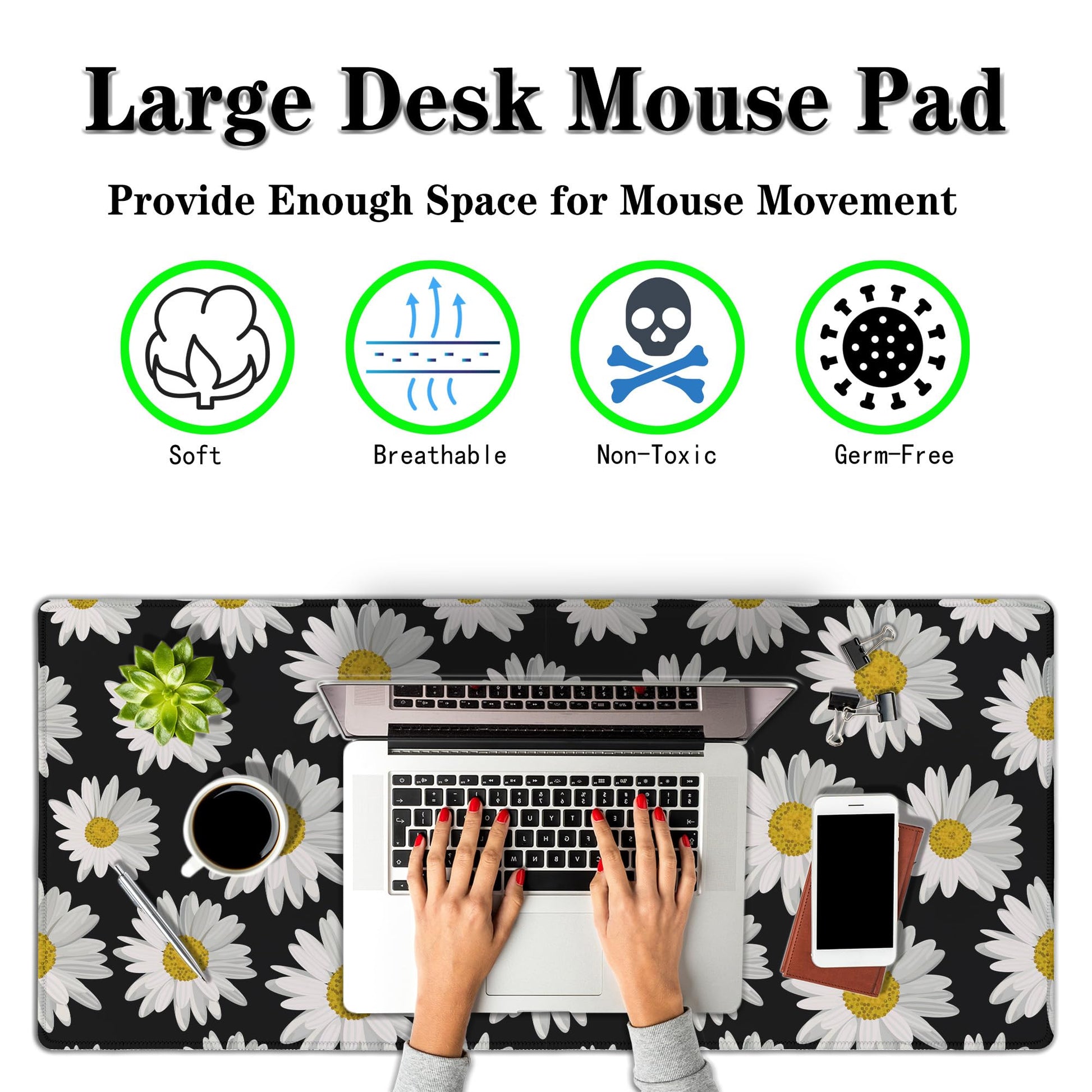 Samgula Big Mouse Pad Black Desk Pad Large Gaming Mousepads Pc Mouse Pads Office Items Non-Slip