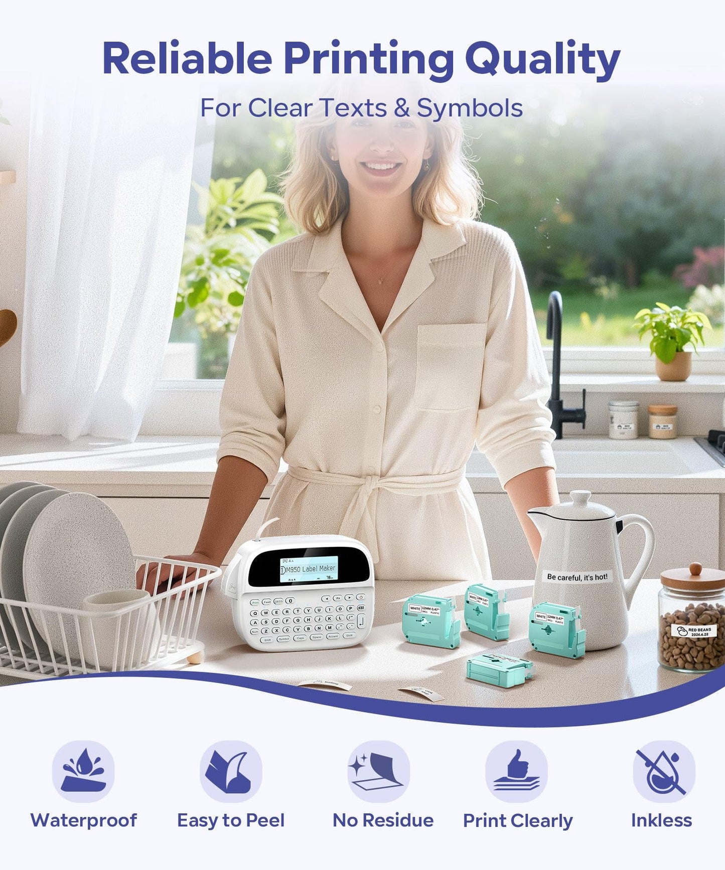 VolenGo M950 Label Maker Machine with Tapes, Label Maker Waterproof-Labels