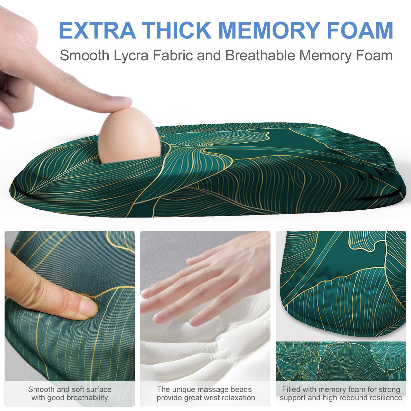 Laokiiy Mouse Pad with Wrist Rest, Comfortable Memory Foam Wrist Rest for Computer Keyboard