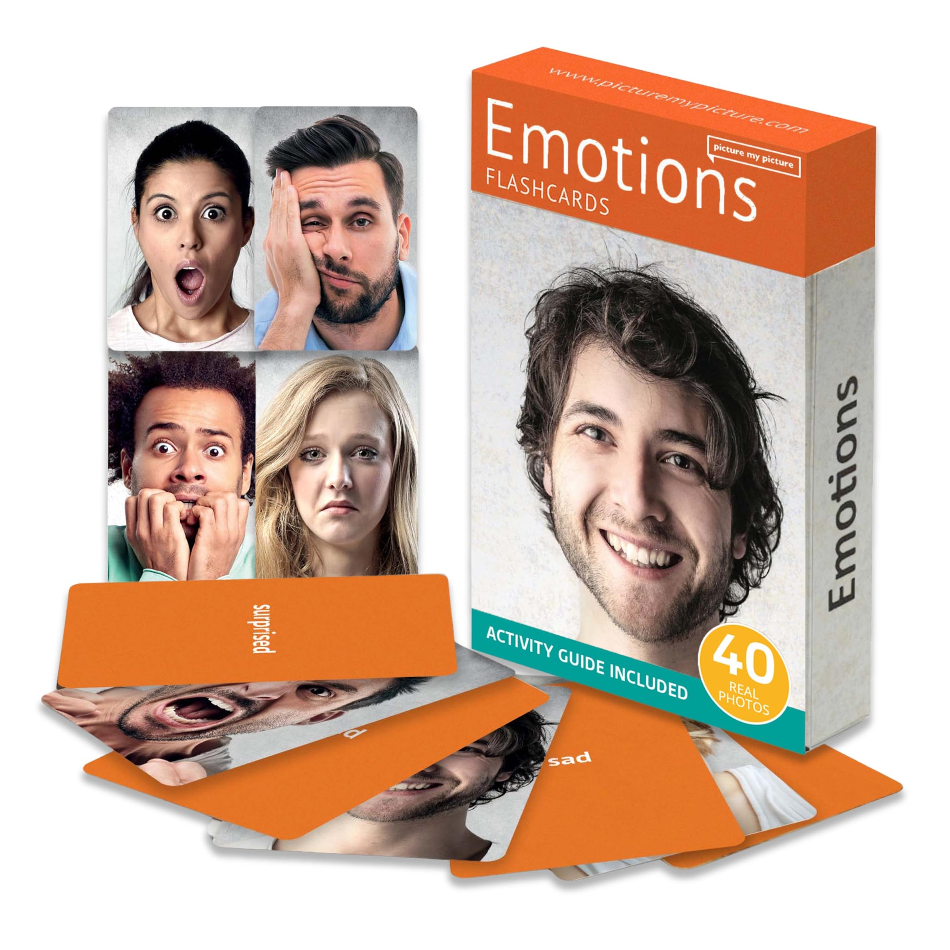 Picture My Picture Emotions ABA Therapy Cards Vol 1 40 Real Photo, Age 3+