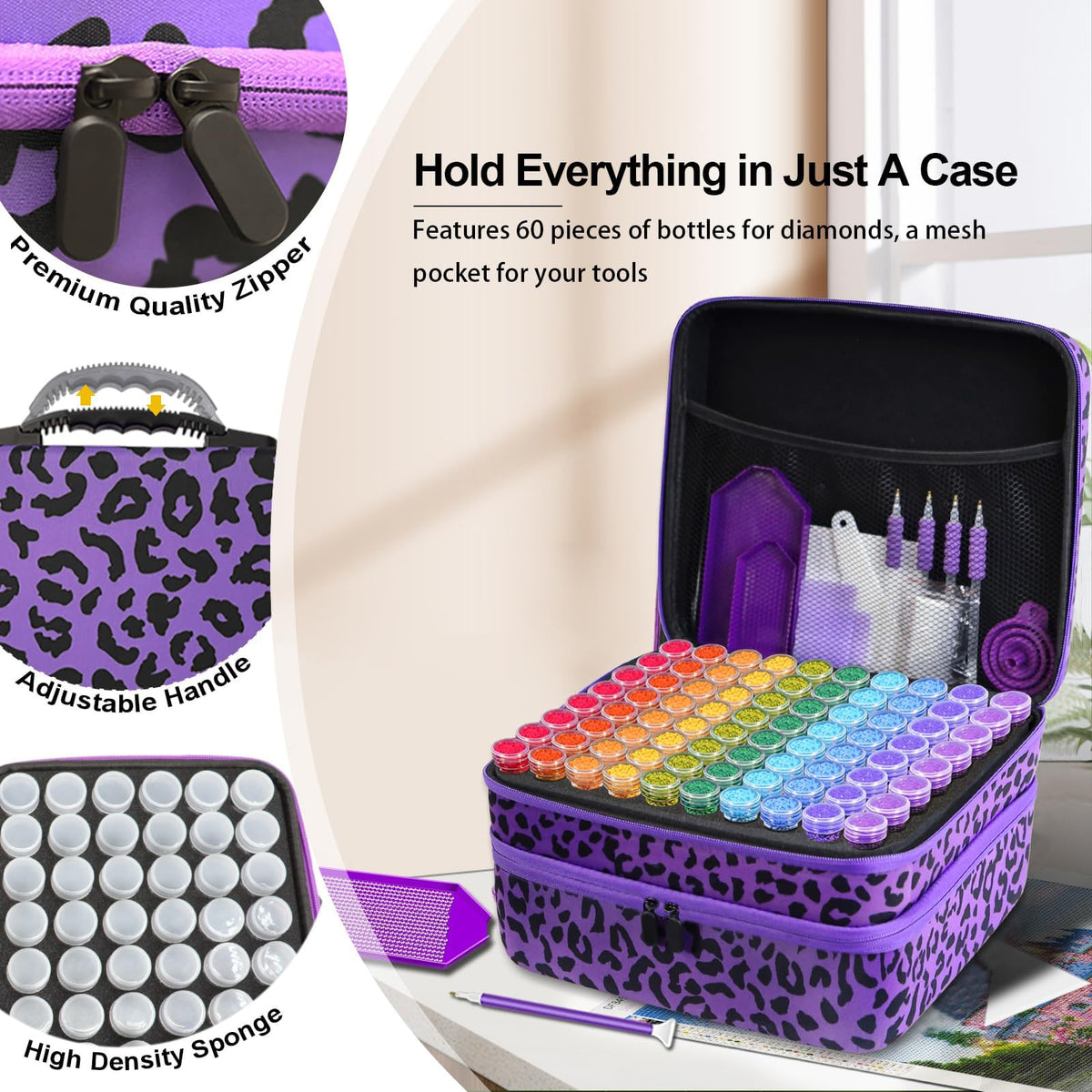 CAIOVSE Diamond Painting Storage Containers 240 Slots Diamond Art Case