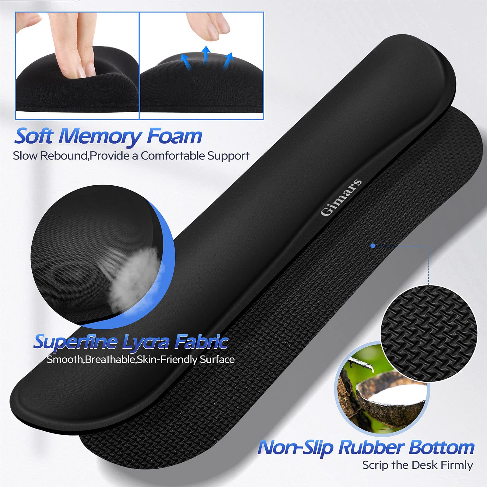 Gimars 4 in 1 Mouse Pad and Keyboard Wrist Rest Set, Large Mouse Pad with Memory Foam Wrist Support