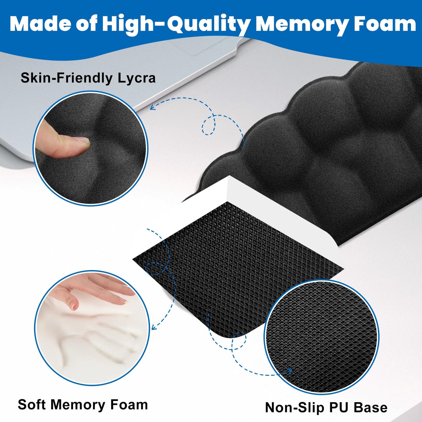 Arm Rest for Desk, Cloud L-Shaped Memory Foam Elbow Pads with Non-Slip Base, 2-Piece Ergonomic Desk