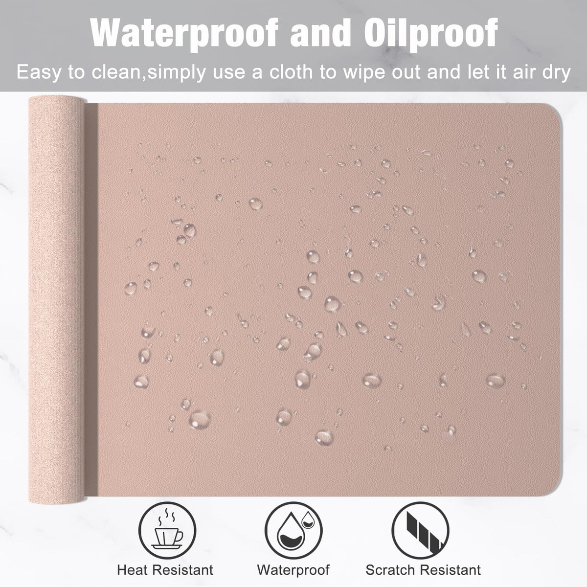 Hsurbtra Desk Pad, 35.5" x 17" PU Leather Desk Mat, XXL Extended Mouse Pad, Waterproof Desktop