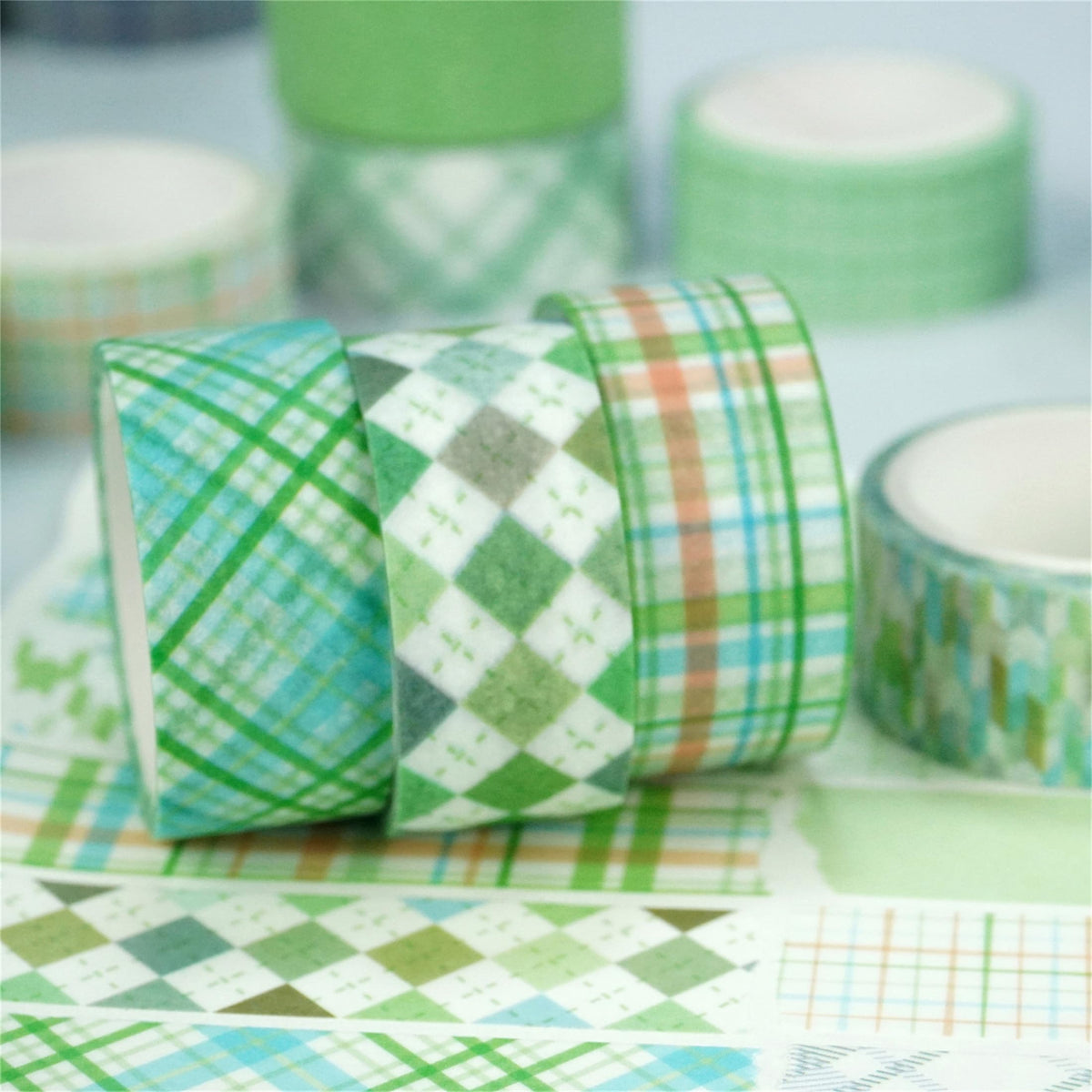 YUBX Basic Grid Washi Tape Set 12 Rolls Plaid Decorative Masking Tapes for Arts, DIY Crafts