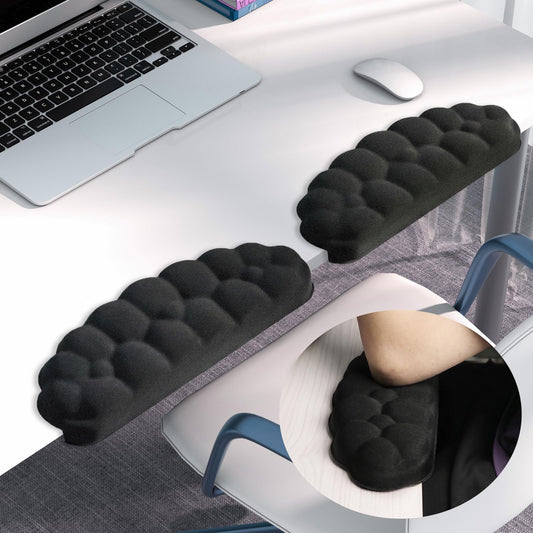 Arm Rest for Desk, Cloud L-Shaped Memory Foam Elbow Pads with Non-Slip Base, 2-Piece Ergonomic Desk