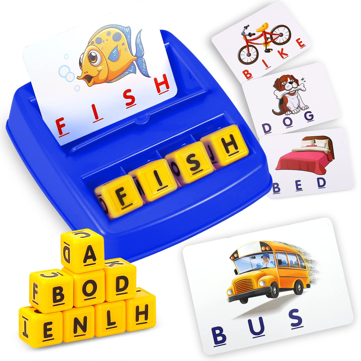 Fenikso Matching Letter Game, Alphabet Spelling & Reading Words, Objects & Color Recognition, Early