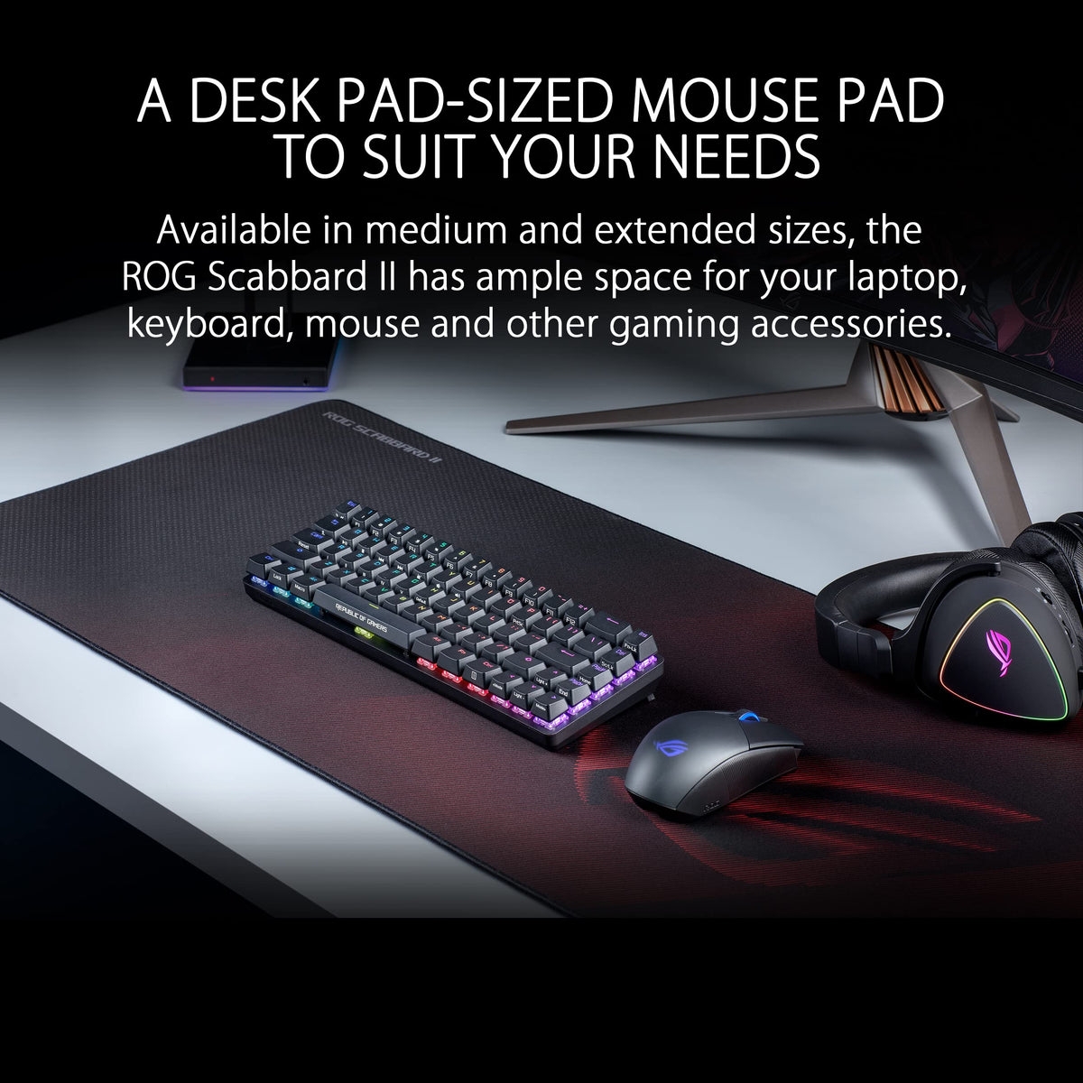 ASUS ROG Scabbard II Extended Gaming Mouse Pad – 35.4” x 15.7” (Extended/XXL Size), Smooth Glide