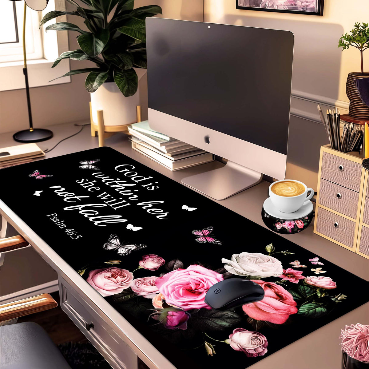 Extended Large Gaming Mouse Pad with Coaster - 35.4 x 15.7 Full Desk Mousepad - Stitched Edges
