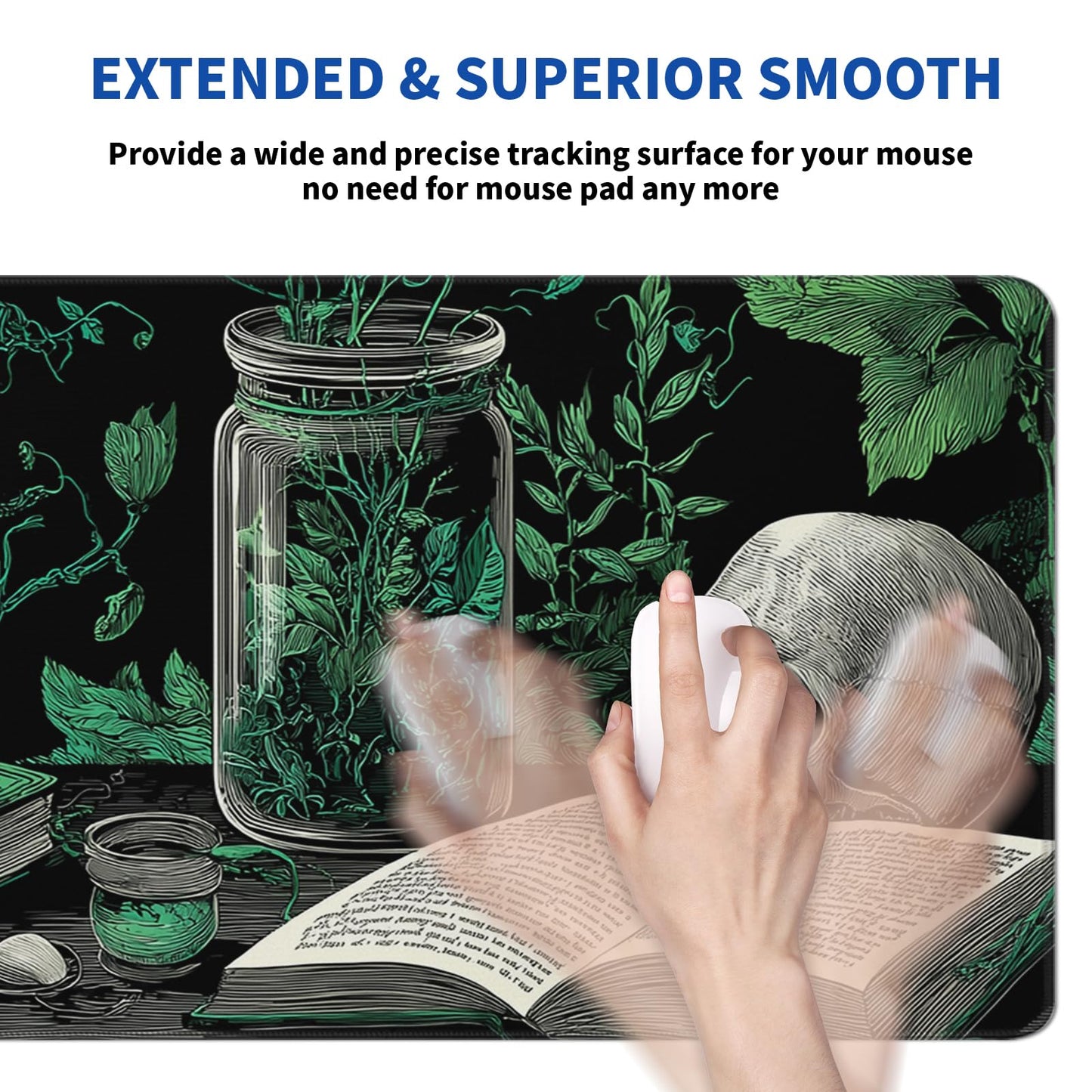 Dark Academia Mouse Pad Abstract Book Theme Mouse Pad 31.5x11.8 Inch Texture Non-Slip Rubber Base