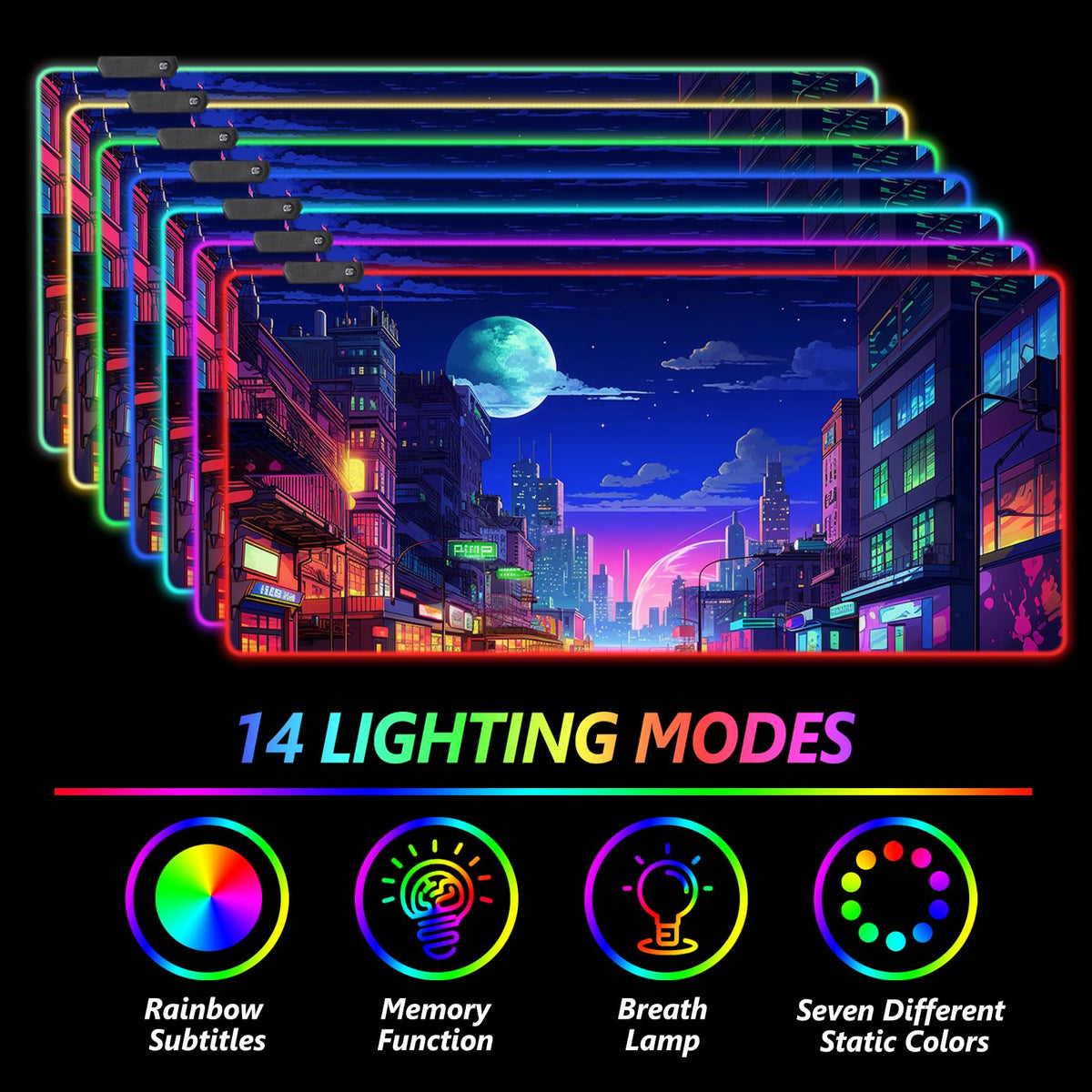 AIMSA RGB Gaming Mouse Pad, Large Mousepad with 14 Led Light Modes, Keyboard Pad Gaming Accessories