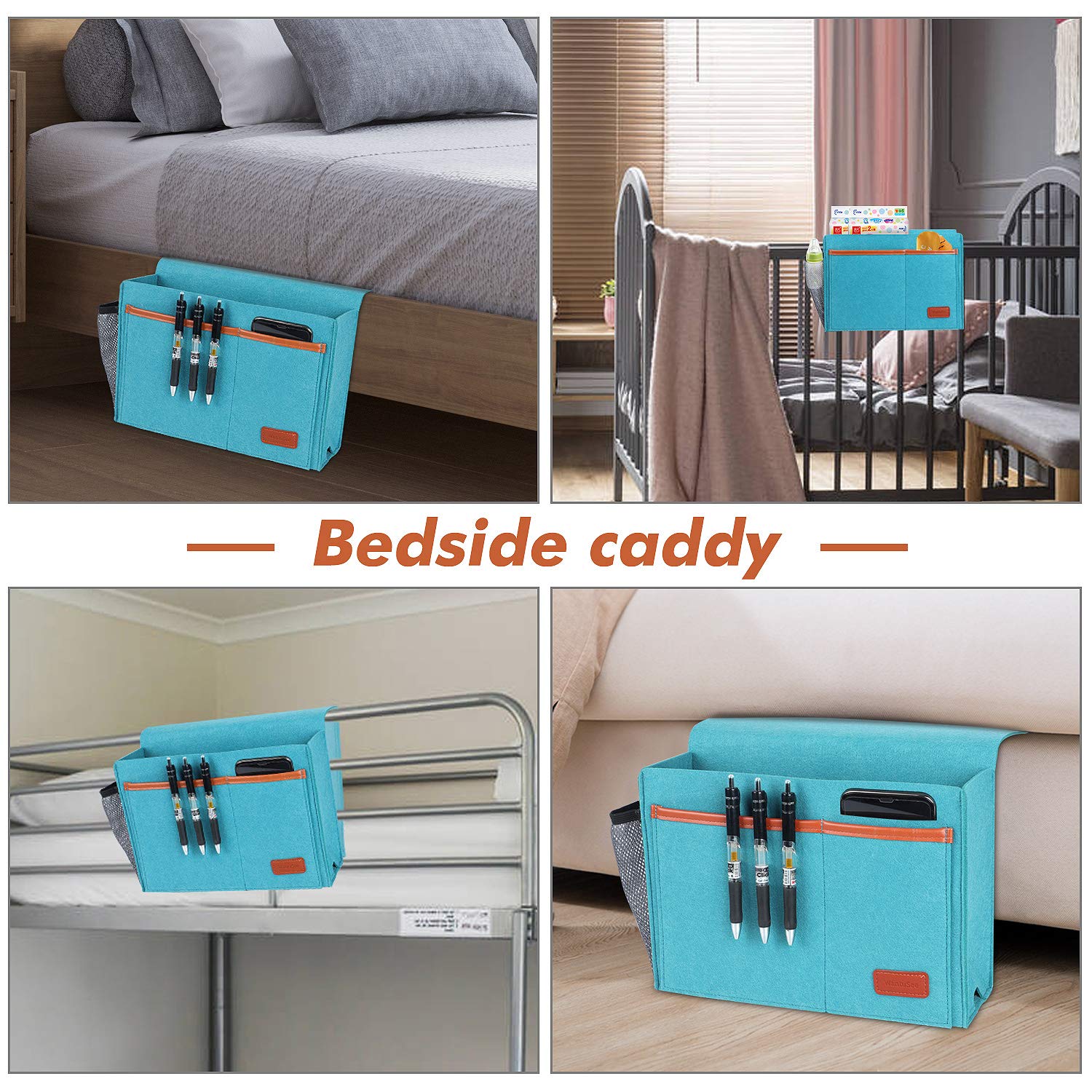 WantuSee Bedside Caddy, Bed Storage Organizer for Remote Controller, Books, Magzine, Laptop Holder