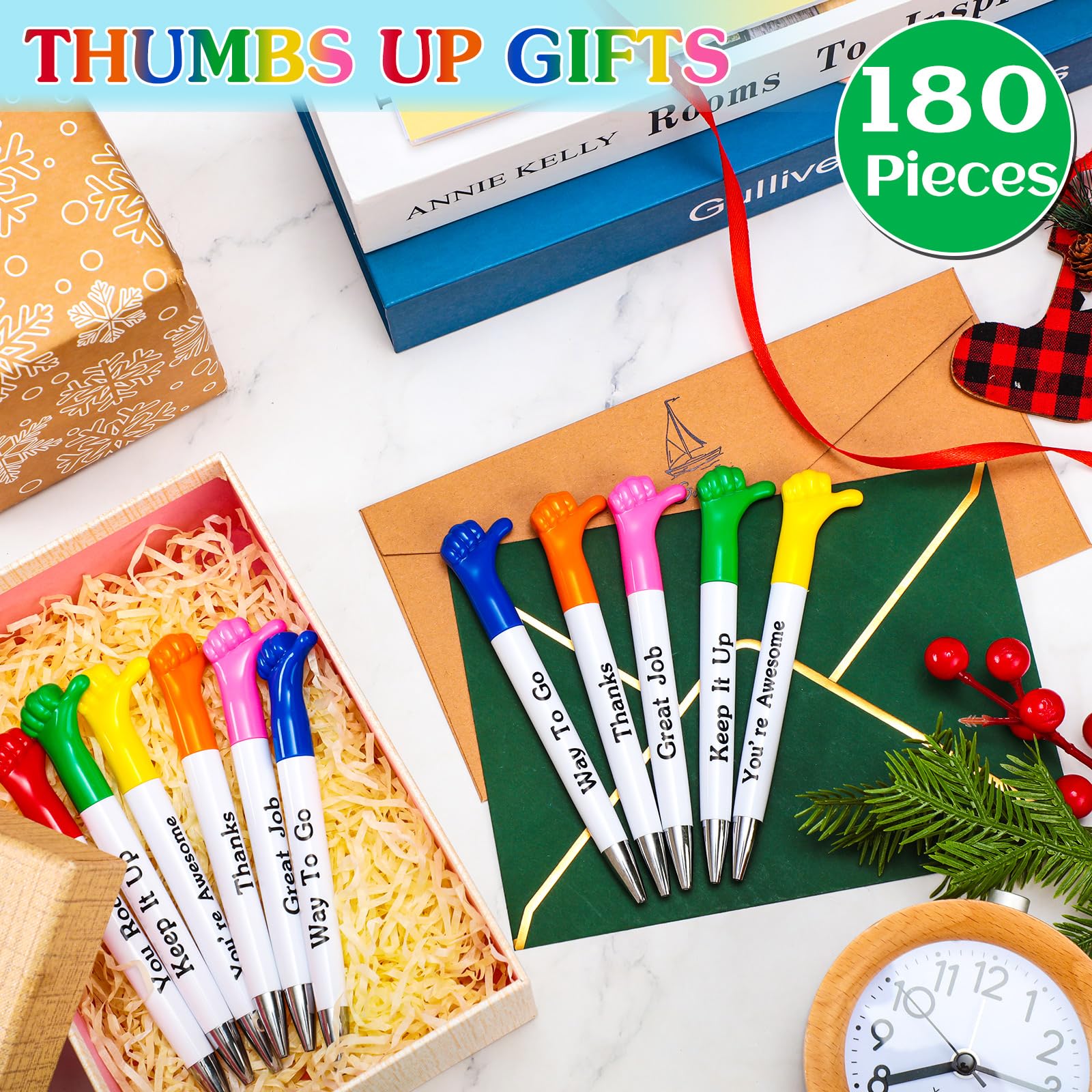 Woanger 180 Pieces Thank You Pens Thumb up Pens Employee Appreciation Gifts