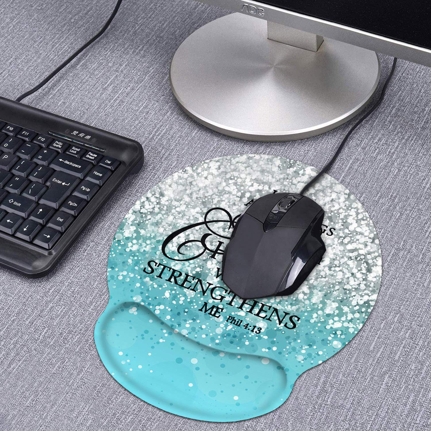 Ergonomic Mouse Pad Wrist Support and Coasters Set, Cute Wrist Rest Pad with Non-Slip PU Base for