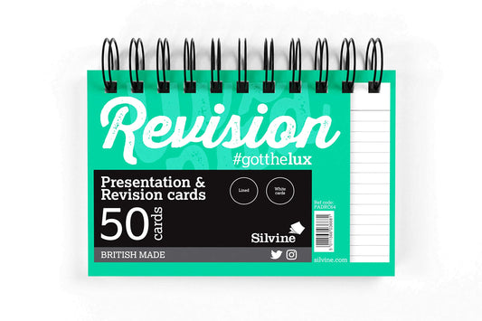 Silvine Revision Card Wirebound Pad of 50 Sheets - White