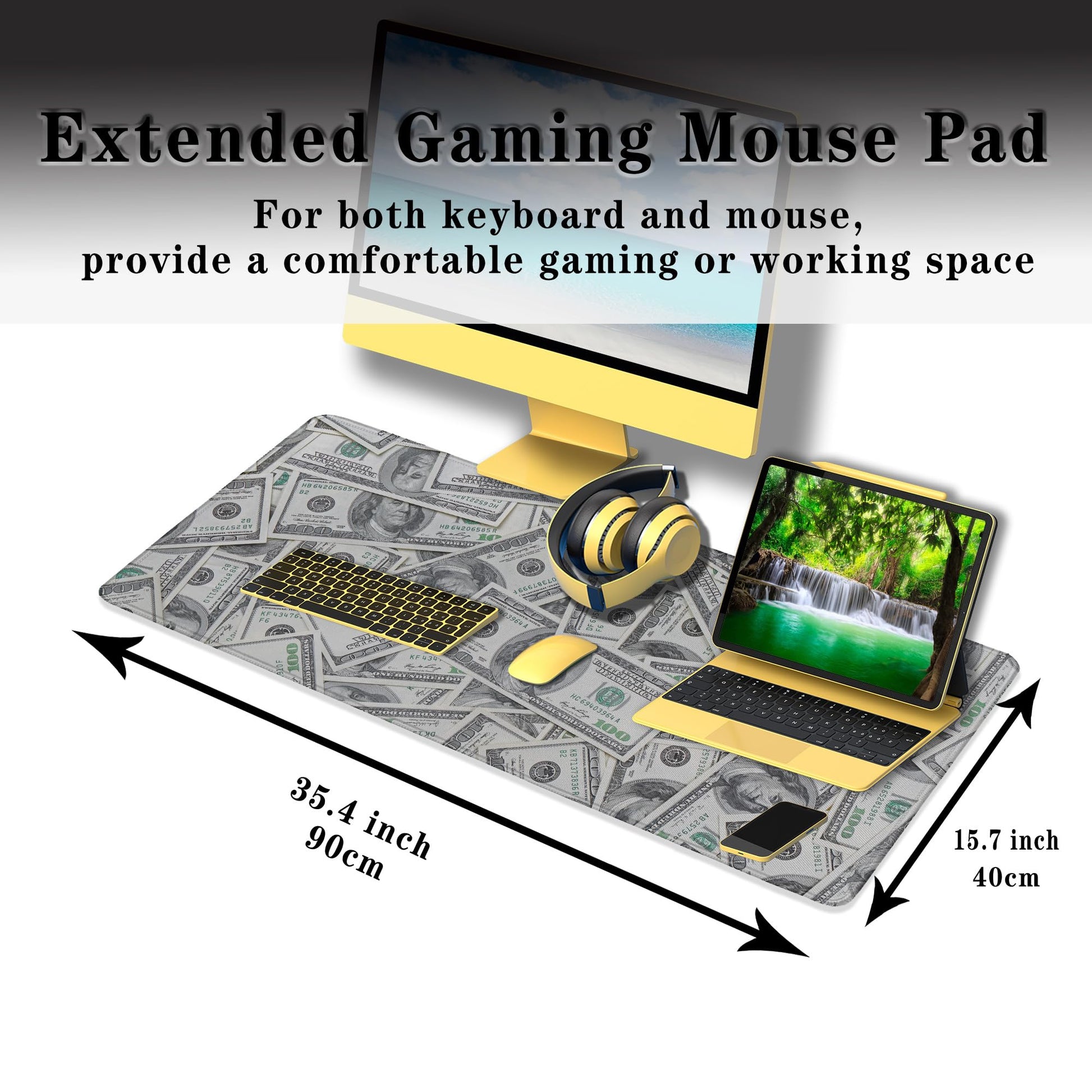 Samgula Gaming Desk Mat, Keyboard Mouse Pad Computer Desk Accessories for Men Extra Large Mouse