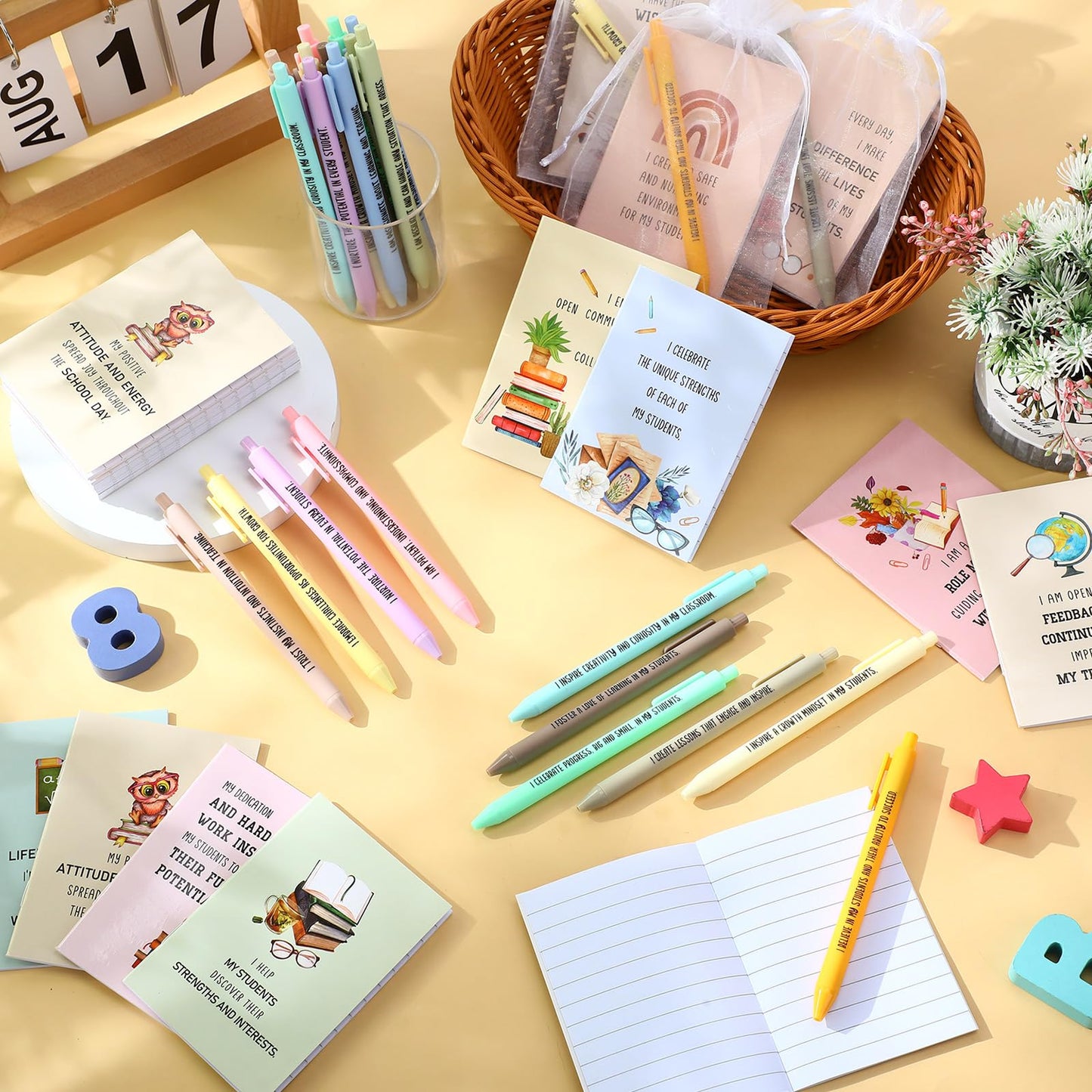 Mooliwe 48 Pcs Affirmation Notebooks Pens Bulk Gifts, Gratitude,Teacher