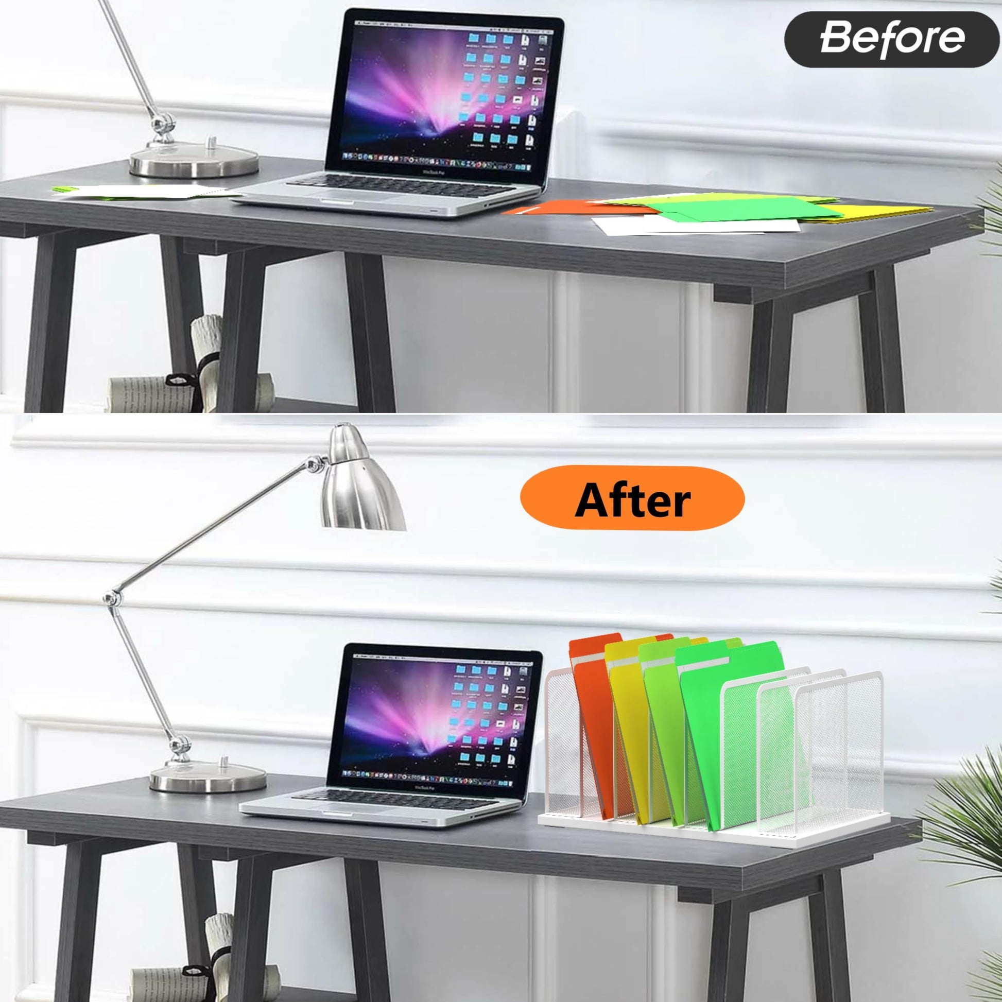 Kuntine.B 7-Section Upright Desk File Organizer White 1 Pack