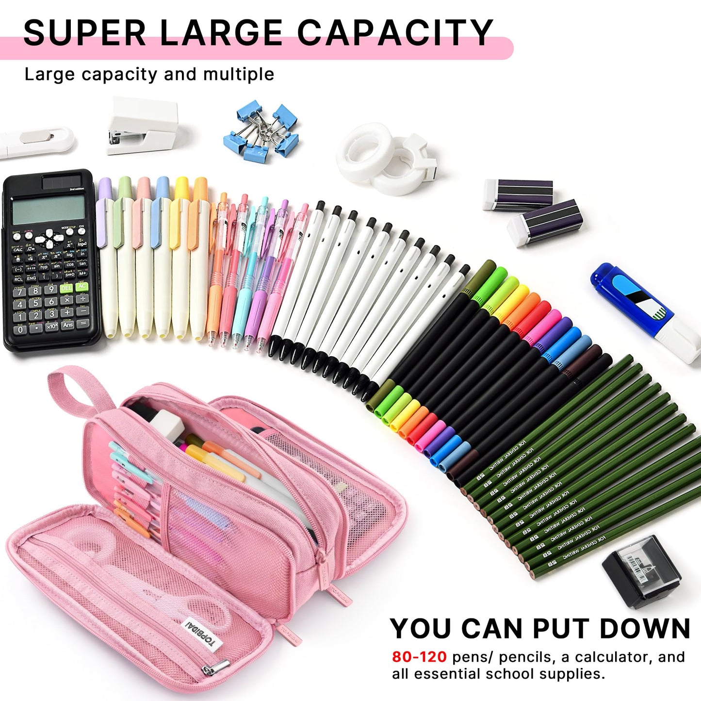TOPBIDAI Large Pencil Case Pouch for Girls Boy Women Men Adults