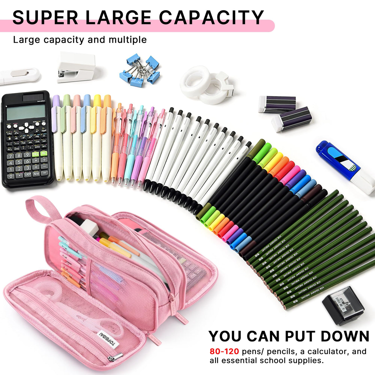 TOPBIDAI Large Pencil Case Pouch for Girls Boy Women Men Adults