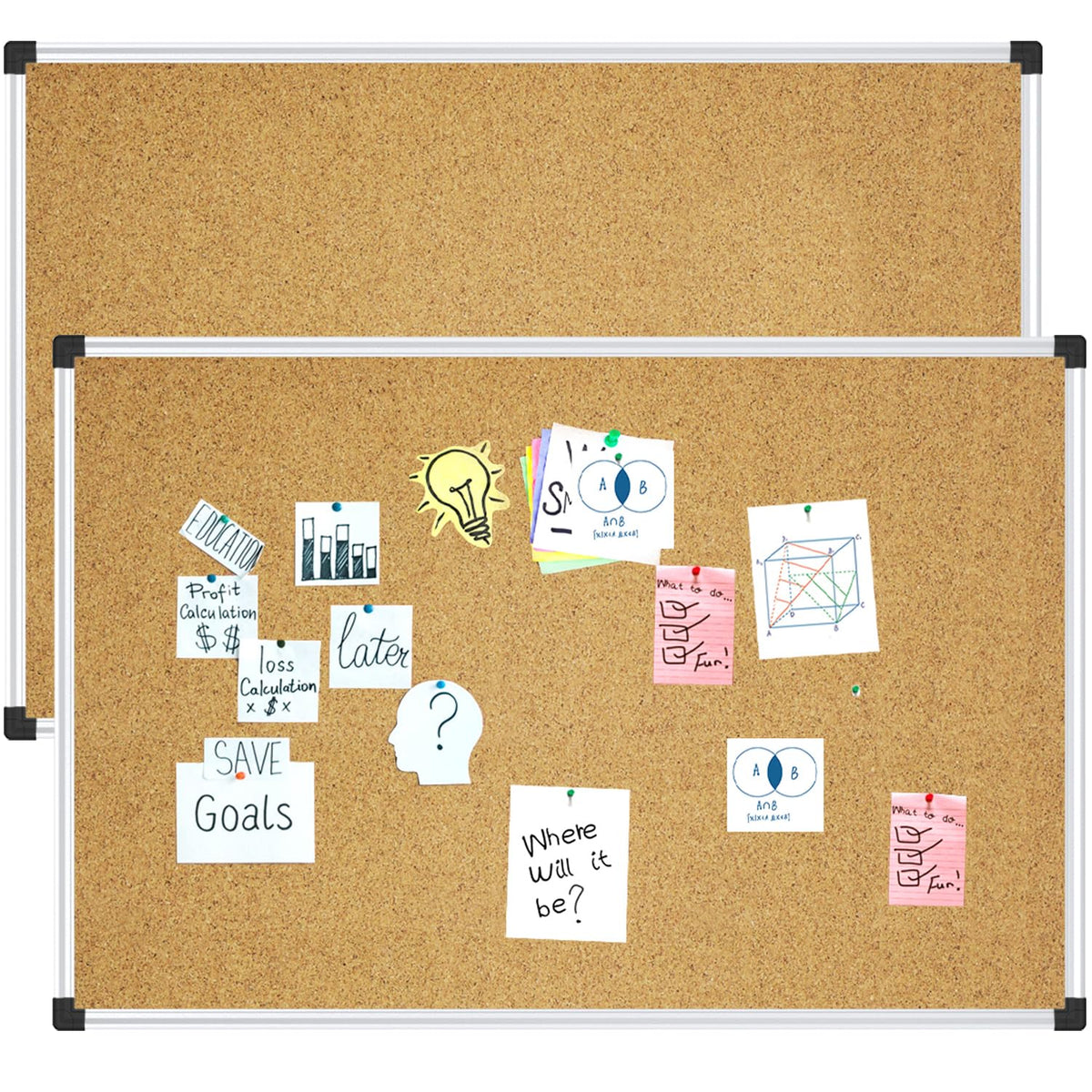 XBoard 24 x 18 Inches Cork Bulletin Board for Wall (Pack of 2)
