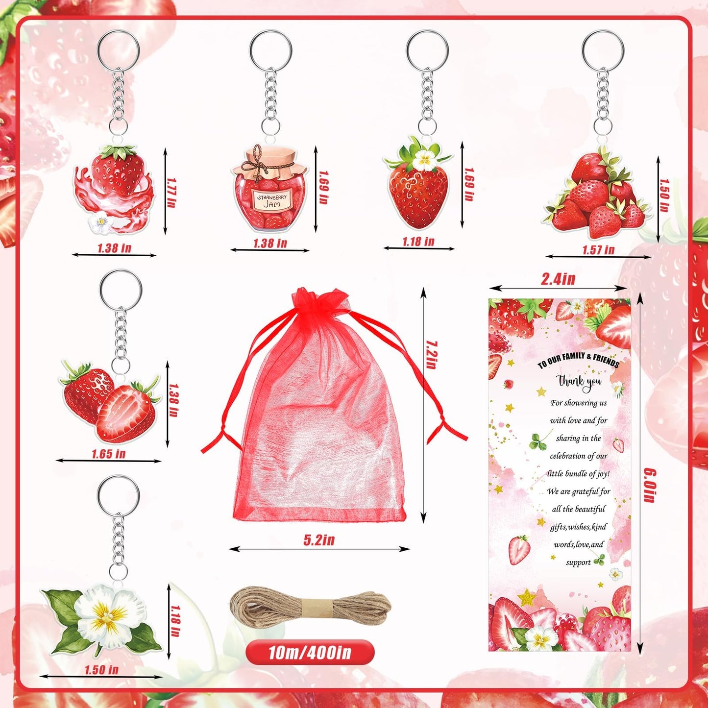 EYNDYN 289 Pieces Strawberry Baby Shower Favors for Guest Berry Sweet Baby Ballpoint Pens and
