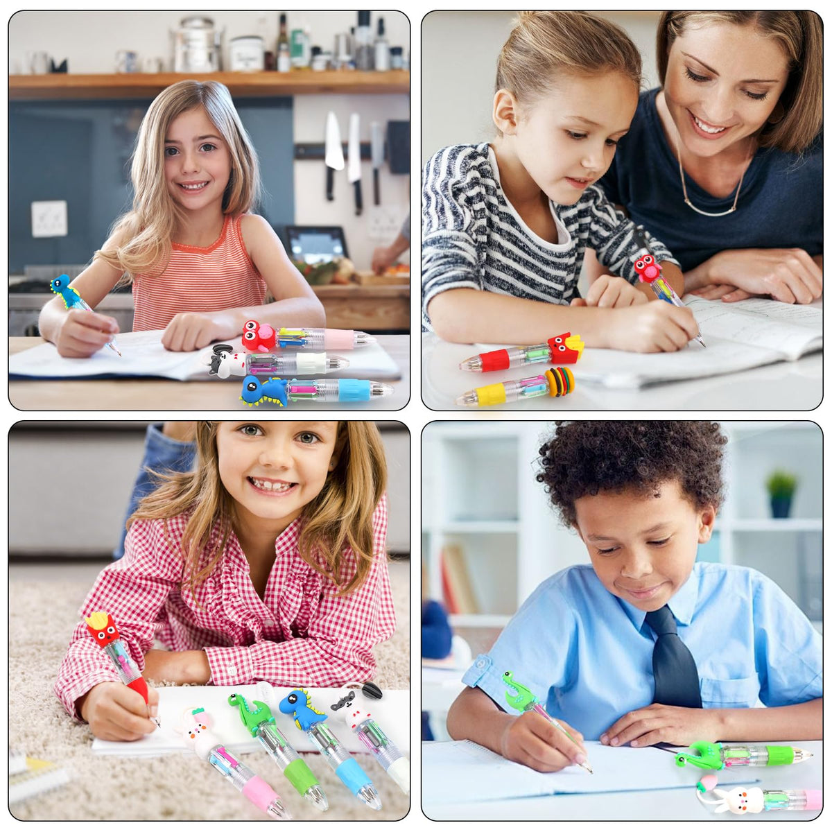 CZWZ 100Pcs Mini Multicolor Pens in One 4-in-1 Cute Pens Bulk for Kids, Ballpoint Pen for Birthdays