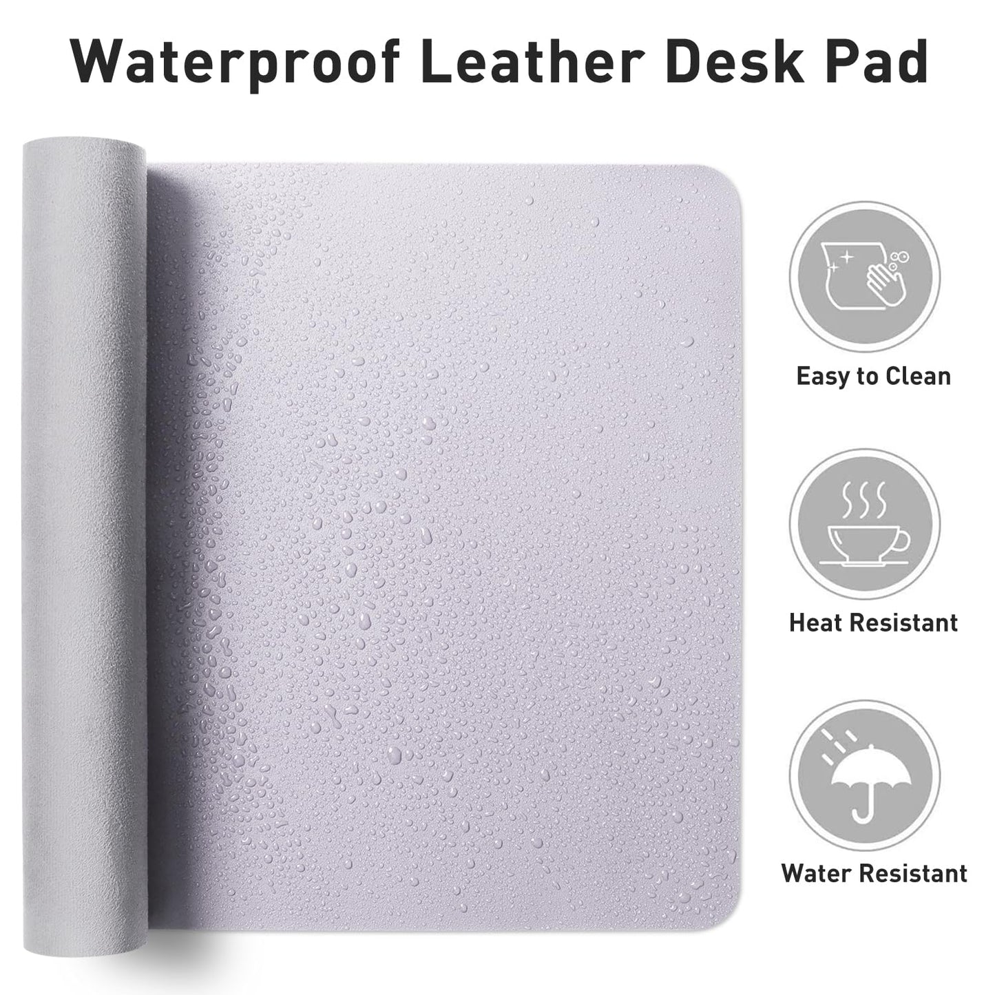 Aothia Faux Leather Desk Mat - Non-Slip PU Leather Desk Blotter, Waterproof Writing Surface, Large