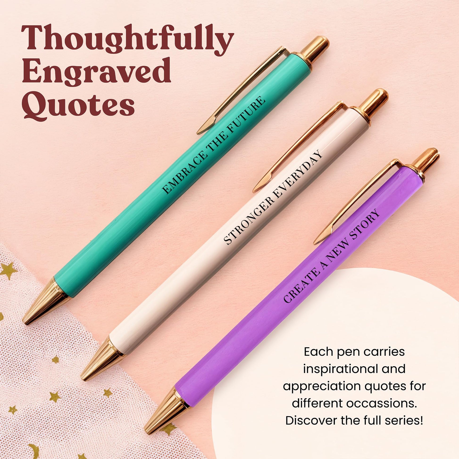 MESMOS New Beginnings Gifts for Women, 3pk Fancy Ballpoint Pen Set, Divorce Going Away Break Up