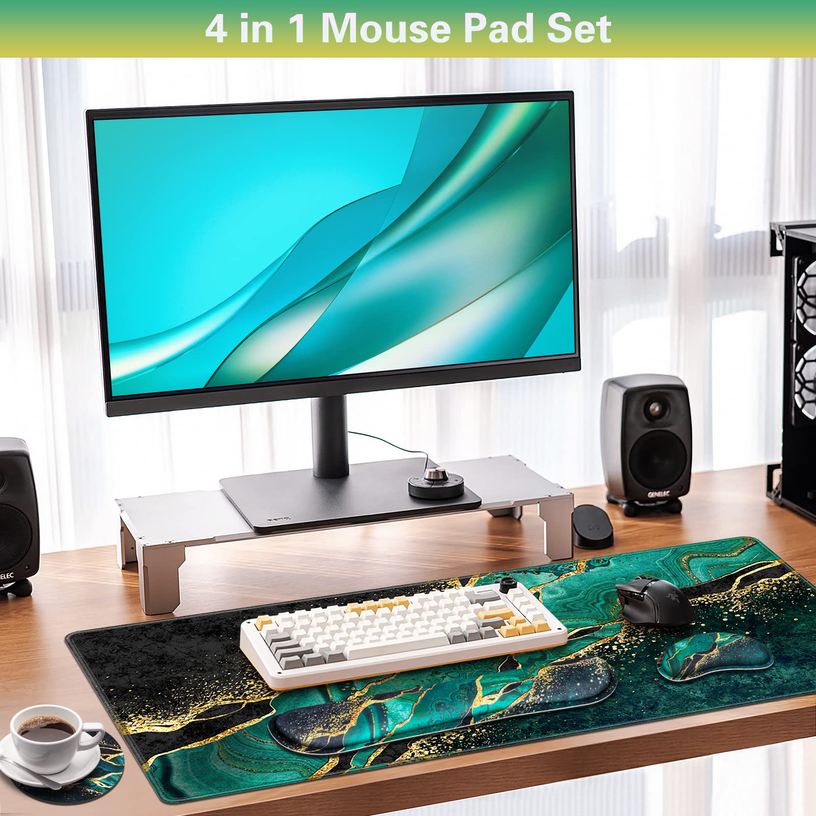Canjoy Desk Mat with Wrist Rest, Keyboard and Mouse Pad Wrist Support Pad