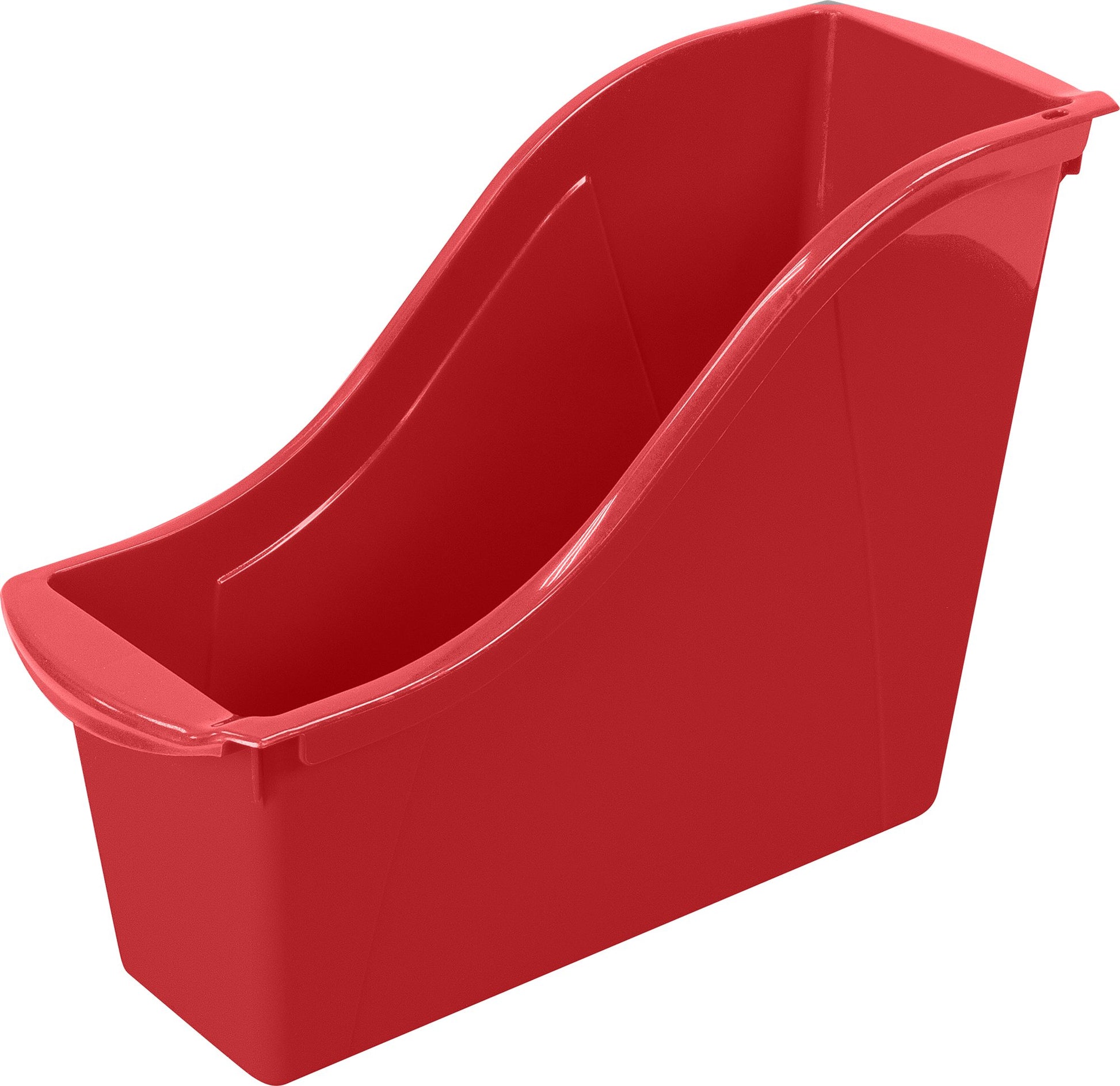 Storex Small Book Bin – Interlocking Plastic Organizer for Home, Office and Classroom, Red, 6-Pack