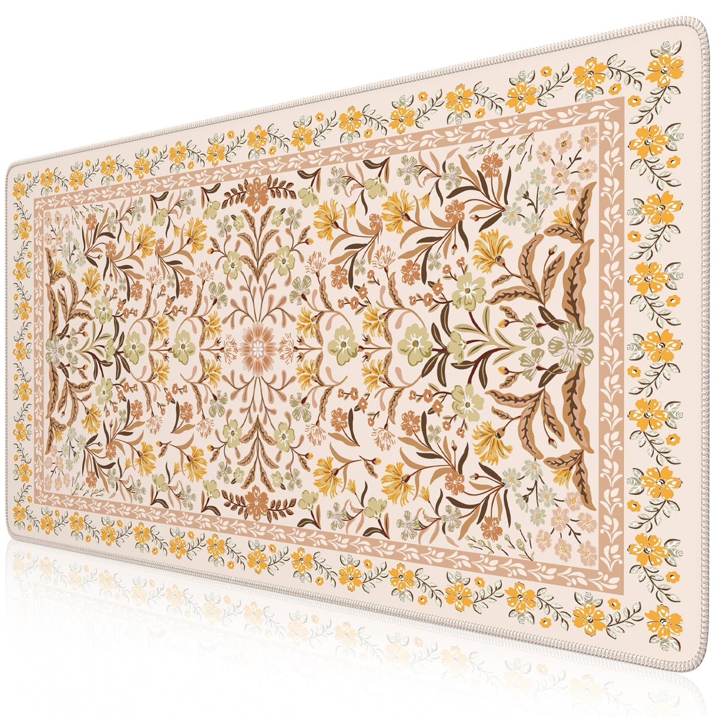 iCasso Desk Matt for Desktop, Cute Desk Pad Mat,35.4x15.7in,Yellow Floral