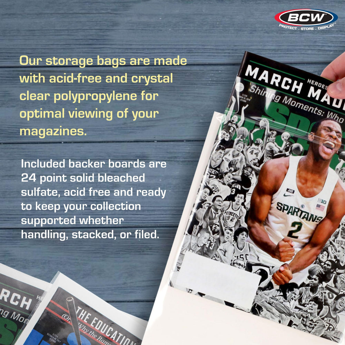 BCW Premade Resealable Magazine Bags and Boards, 8 3/4 x 11 1/8, 25 Sets