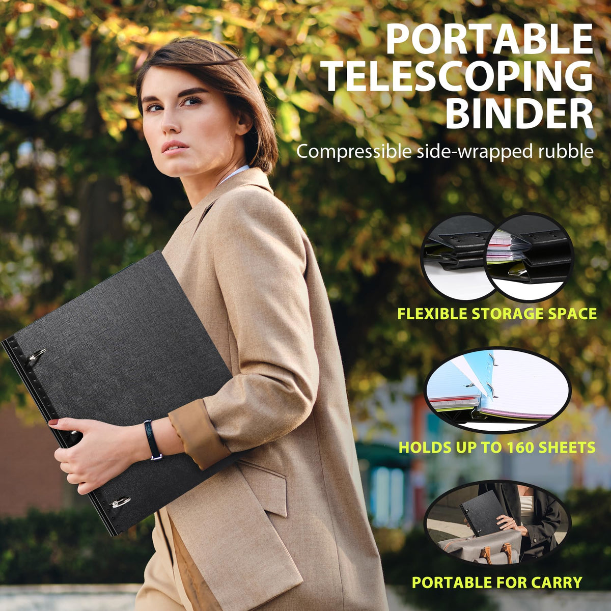 WOT I 12 Pack Telescoping 3 Ring Binder(0.75"), Expandable Flexible Binder - Patented Design for