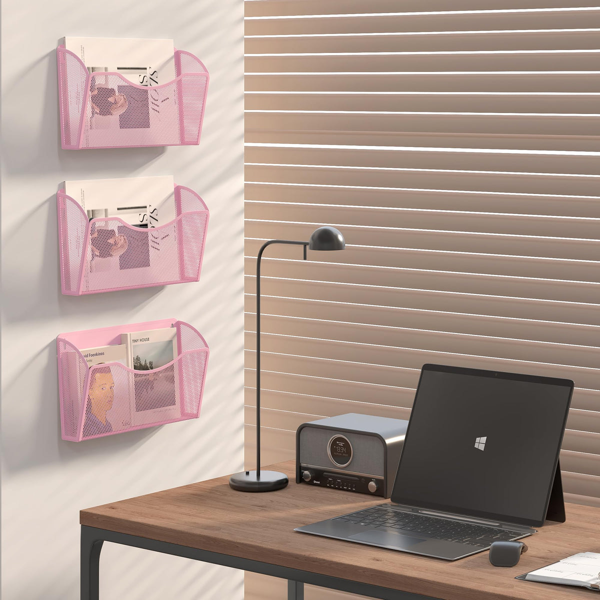 EasyPAG Wall File Organizer, Metal Mesh Hanging File Folder Holder for Letter/A4 Size Folders