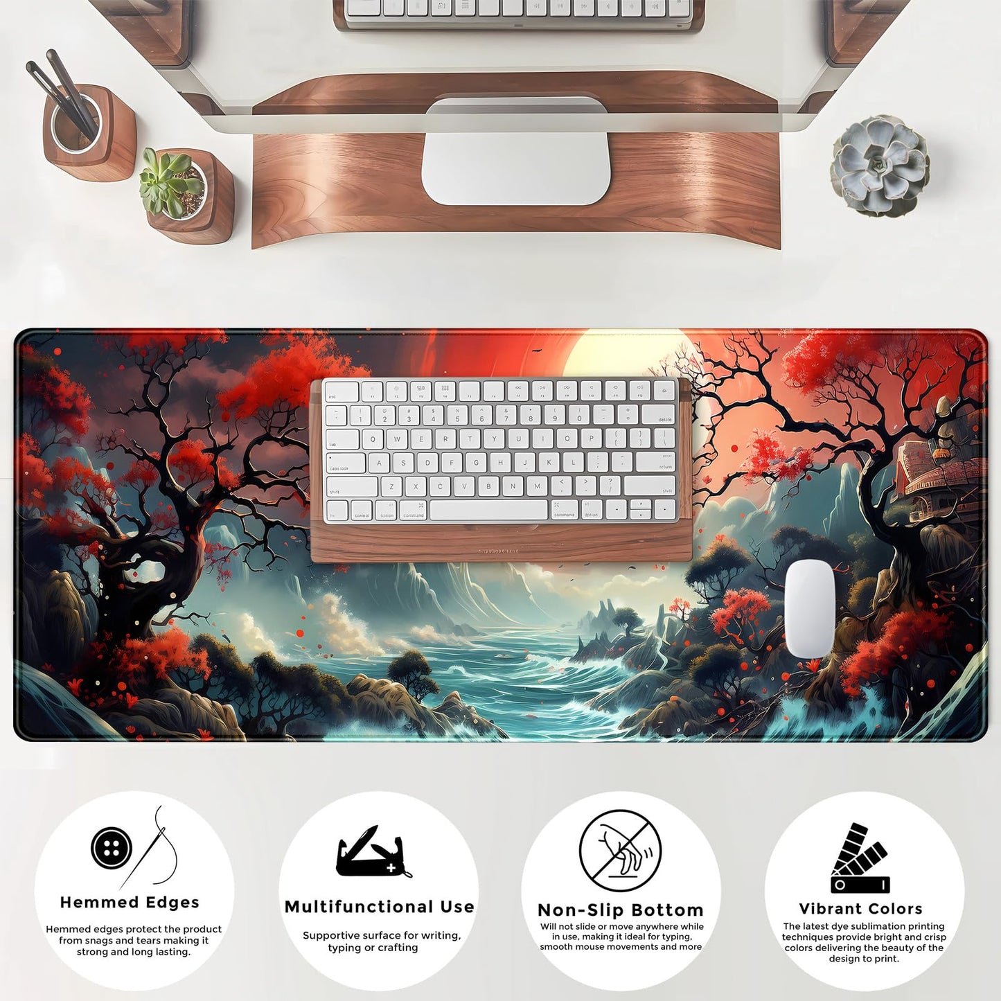 Japanese Desk Mat Extended Gaming Mousepad Japan Large Mouse Pad XL Oceanic Passage Aesthetic Desk