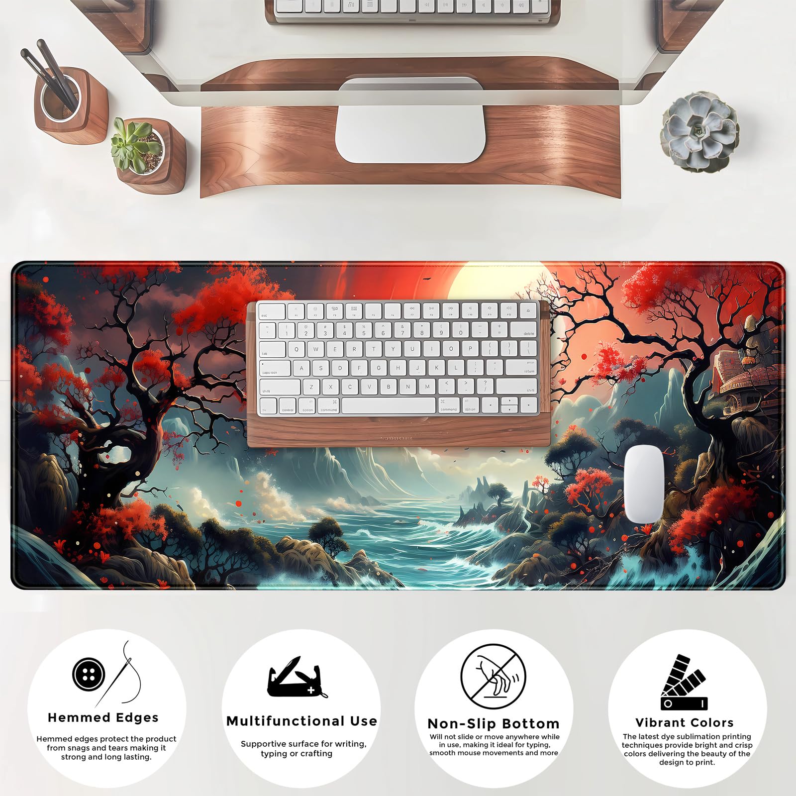 Japanese Desk Mat Extended Gaming Mousepad Japan Large Mouse Pad XL Oceanic Passage Aesthetic Desk