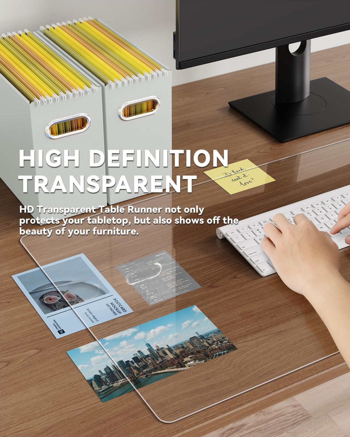 Oterri Clear Writing Desk Pad, 16’’x30” Heat Resistant Waterproof PVC Round Edge Durable Desk
