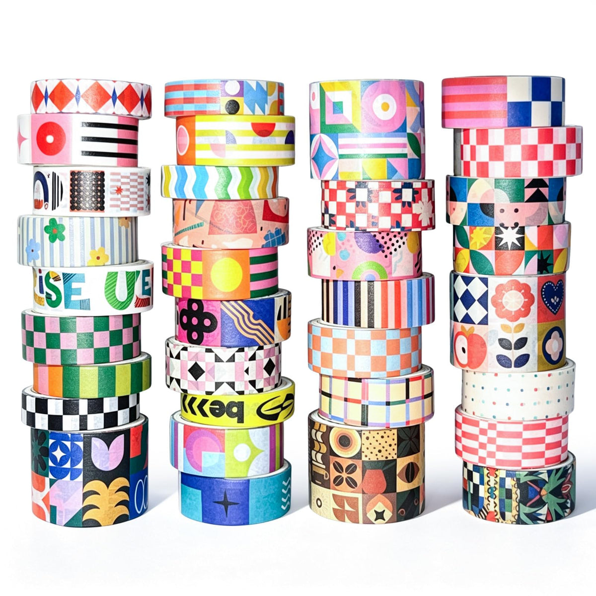 Bomichi Washi Tape Set - 34 Rolls Modern Geometric Pattern Scrapbook Tape
