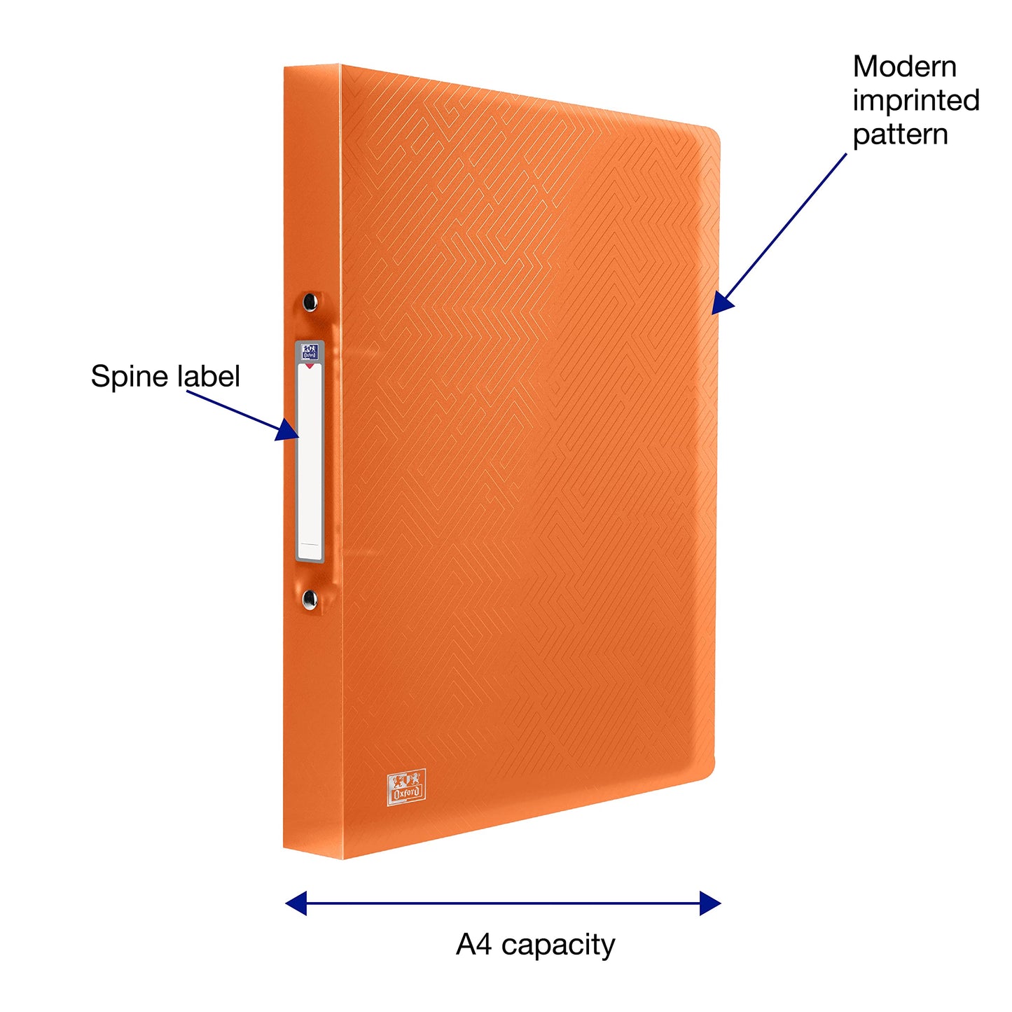 Oxford A4 Ring Binders, 5 Flexible 2-Ring Folders, 40mm, Assorted Colours