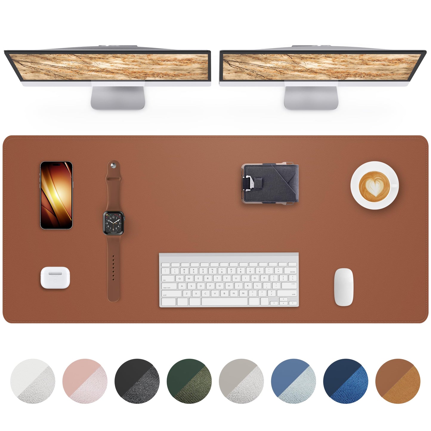 Leather Desk Pad Protector,55"x17" - Premium Desk Mat, Office Desk Mat, Large Mouse Pad,Non-Slip