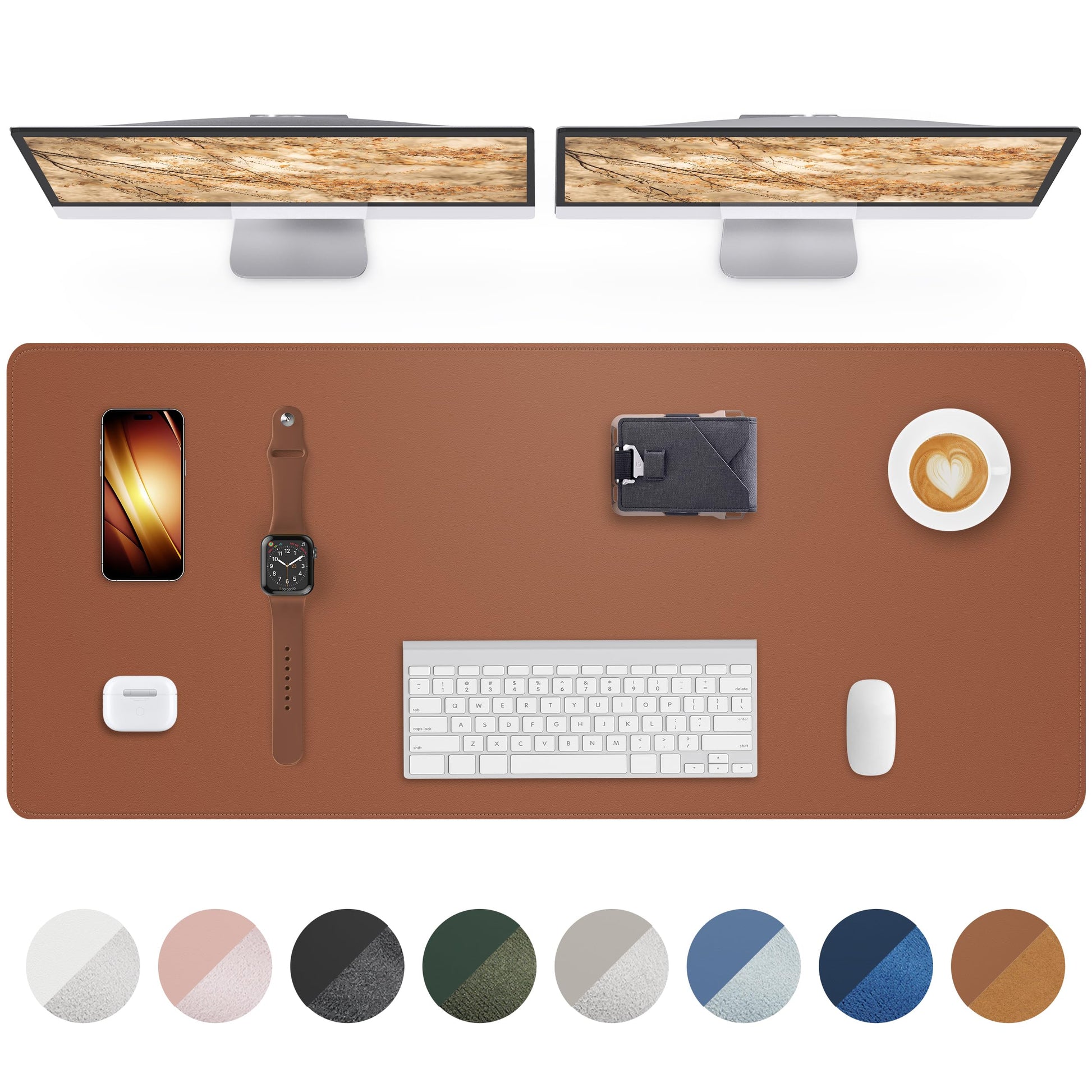 Leather Desk Pad Protector,55"x17" - Premium Desk Mat, Office Desk Mat, Large Mouse Pad,Non-Slip