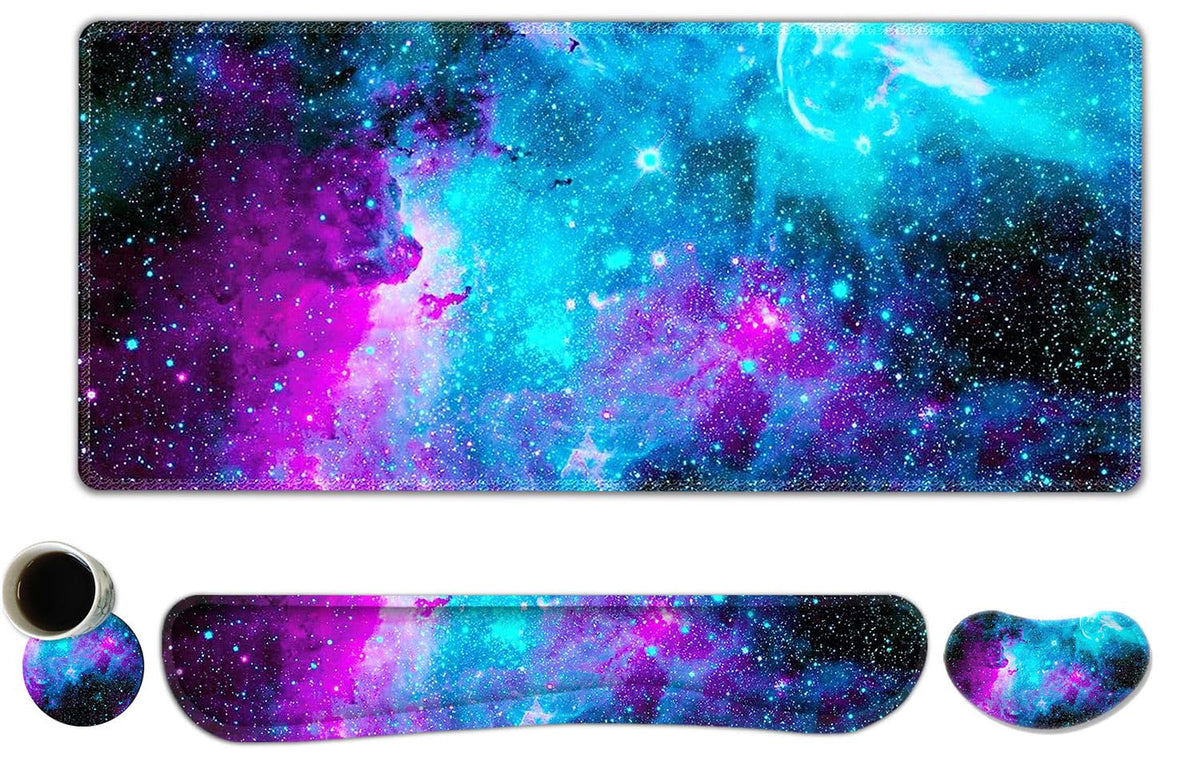 ToLuLu Extended Gaming Mouse Pad, Memory Foam Ergonomic Keyboard Mouse Wrist Rest Support Set