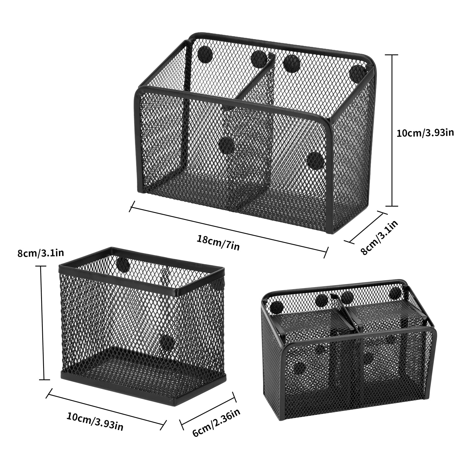Neudeco Magnetic Locker Organizer, Set of 3, Black