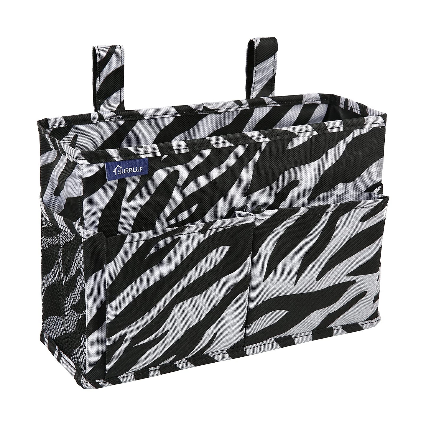 Surblue Caddy Hanging Organizer Bedside Storage Bag for Bunk and Hospital Beds, Zebra, Small